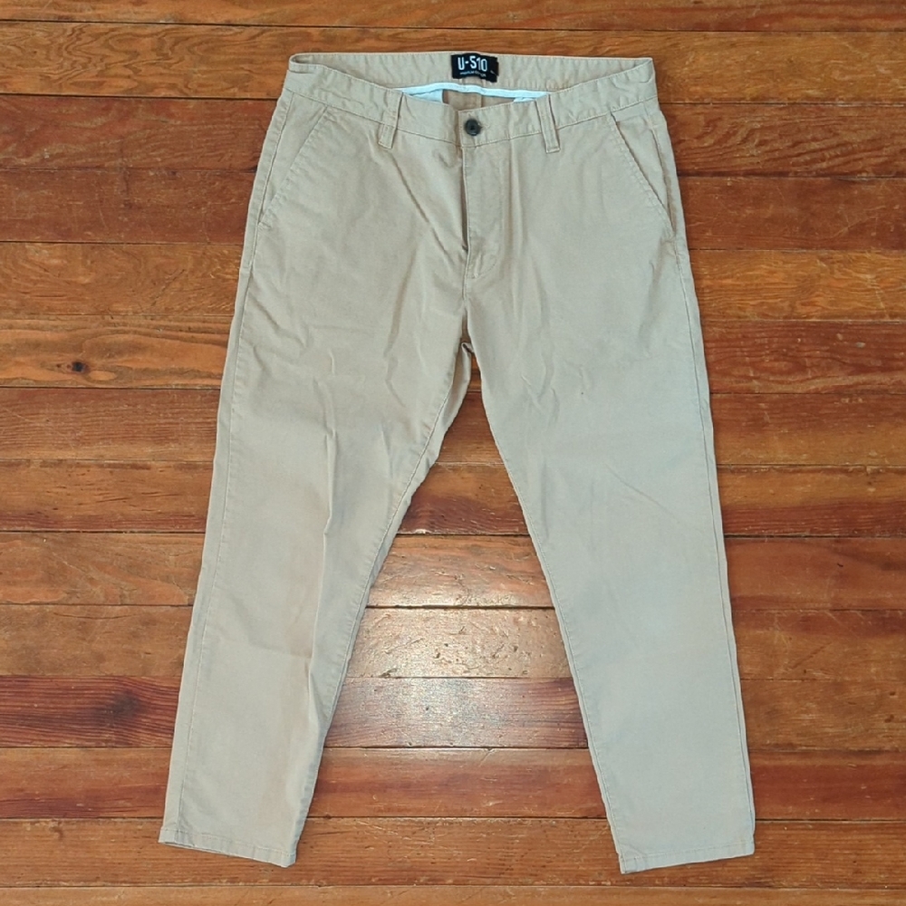 Under 5'10 Premium Cotton Men's Khaki Chino Pants 32x26